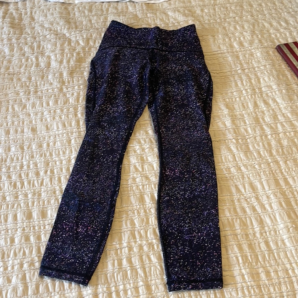 Purple white speckle Lulu leggings